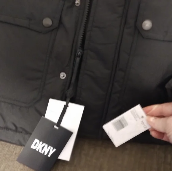 DKNY black hooded jacket Big Girl size medium 10/12. Jackets & Coats